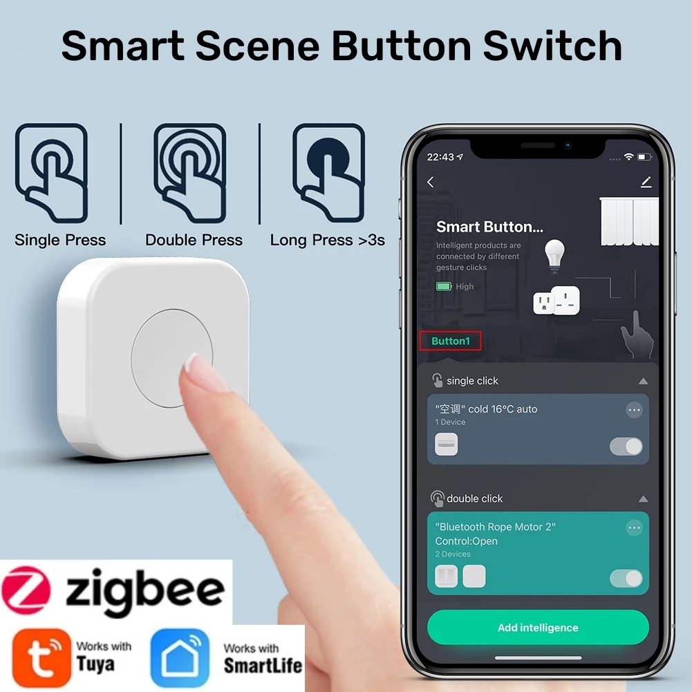 

Zigbee 3.0 Mini Button Tuya Smart Scene Switch Smart Life App Wireless Remote Control Home Automation Zigbee Gateway Need