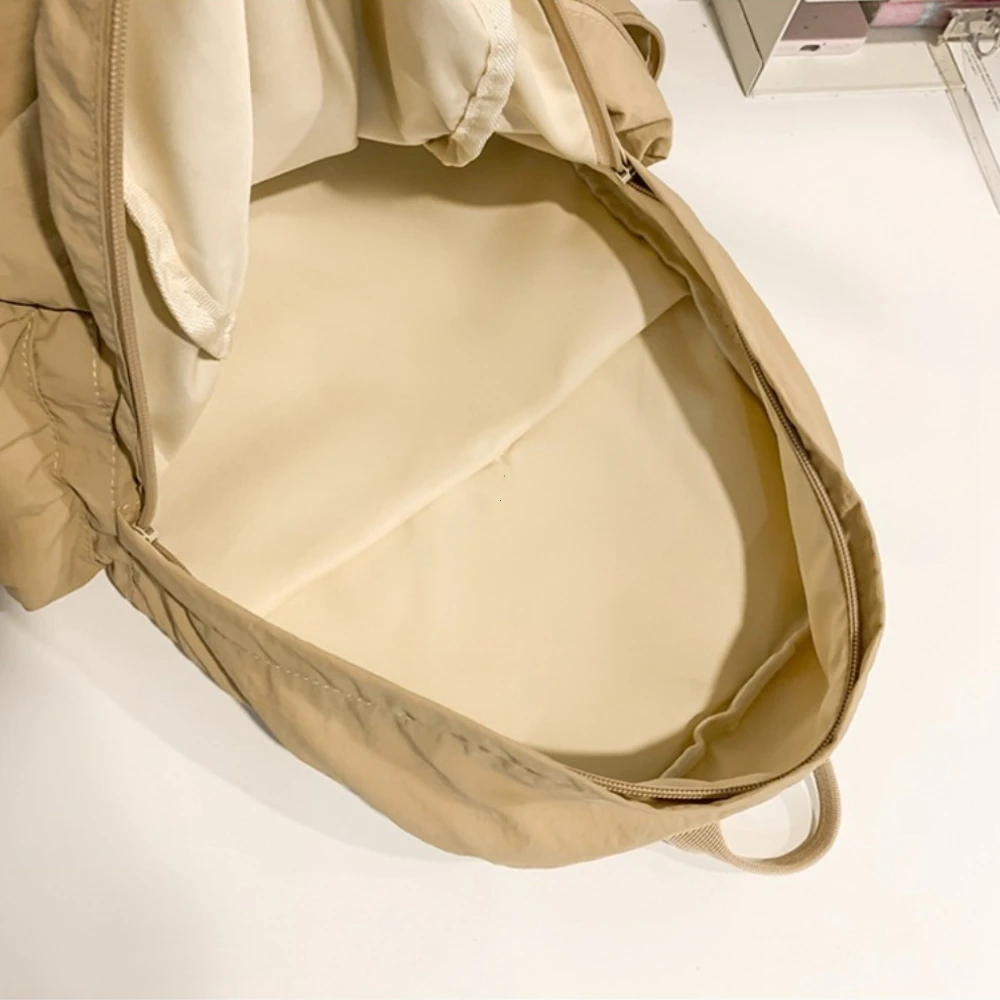 Japanese Style Student Backpack Solid Color Bow Travel School Bag Lightweight and Fashionable Women's Backpack New Simple Casual