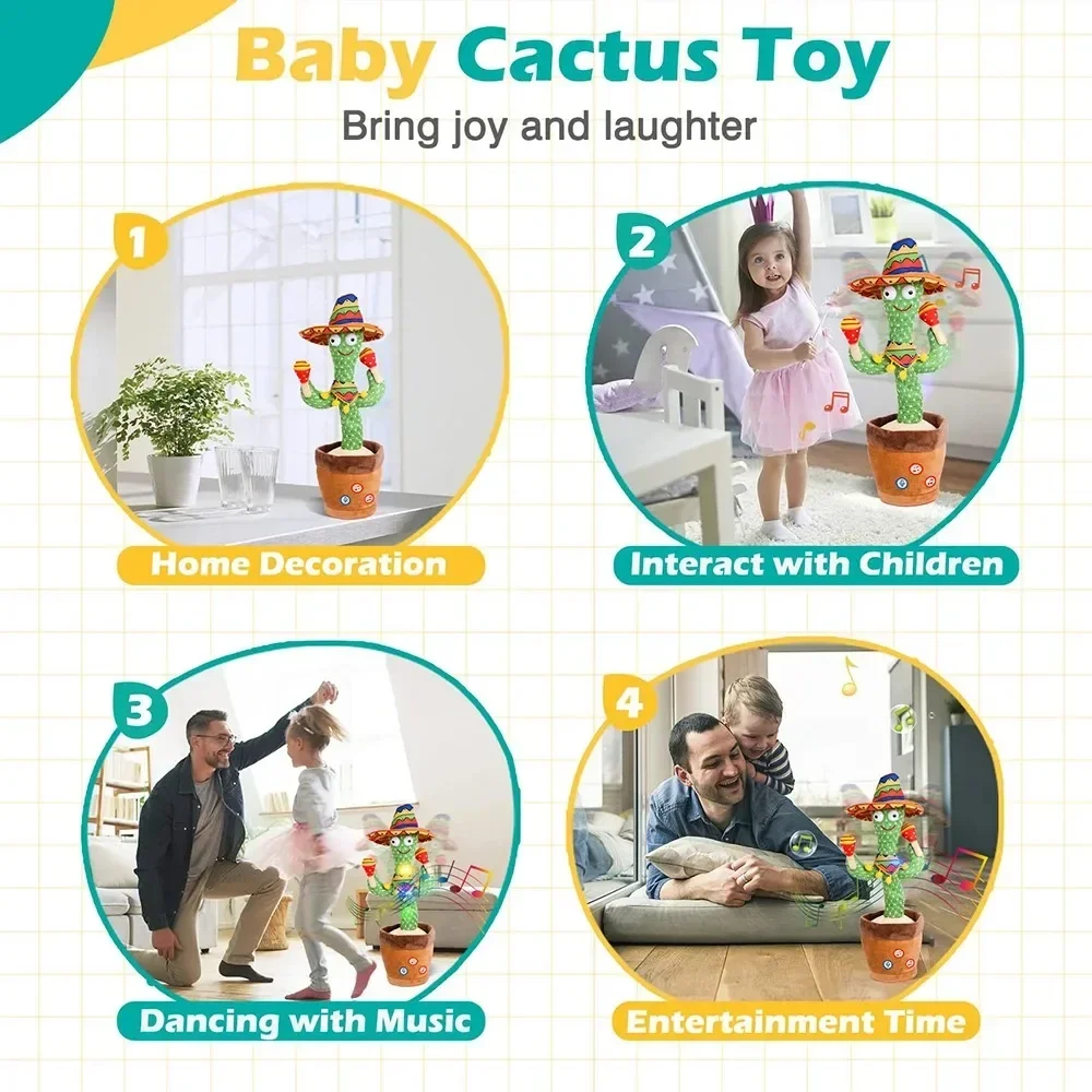 Talking Cactus Baby Toy Dancing Cactus Repeats What You say Kids English Songs Dancing Toy Gift Toddle Girls Boys dancing cactus toy