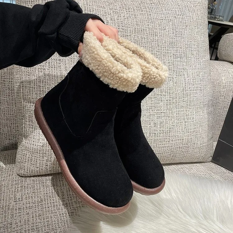 

Женские теплые ботинки, модные зимние ботинки из овечьей шерсти, женская зимняя обувь с мехом, женская обувь, Нескользящие зимние ботинки, женские ботинки