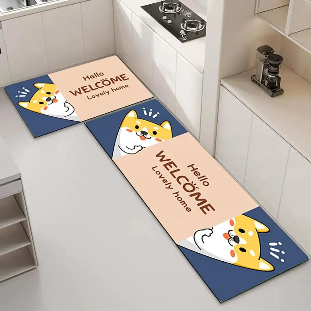 

Bedroom Door Carpet Cartoon Printed Non-slip Floor Mat Versatile Washable Carpet for Kitchen Bathroom Room Bedroom Office Cafe