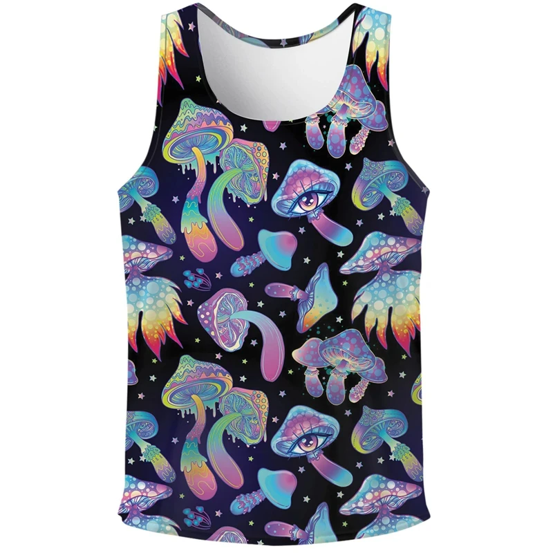 Tropical Plants Hawaiian Tank Top For Men Undershirt Gym Fitness Mushroom Vegetables Sleeveless T-Shirt Kids 3d Print Leaf Vest