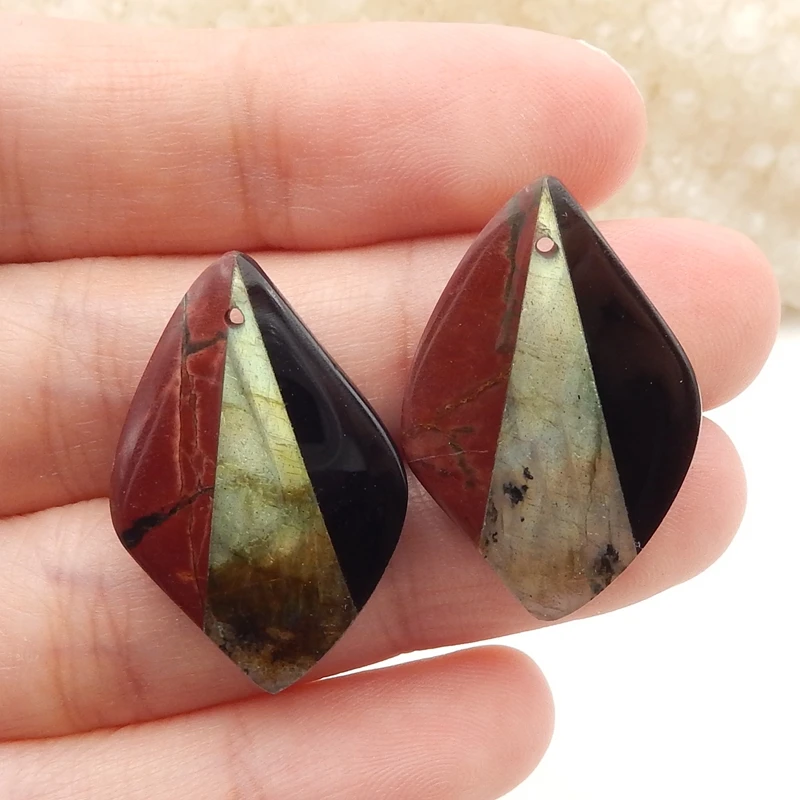 Labradorite,Multi-Color Picasso jasper  intarsia fashion woman  Earrings,Trendy Jewelry Women Earrings Accessories,32x22x10mm6g