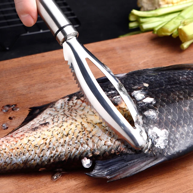 Efficient Fish Scale Remover Stainless Fish Cleaning Tool Fish Scale Remover Fish Skin Brush Scraping Scale Peeler Kitchen tools