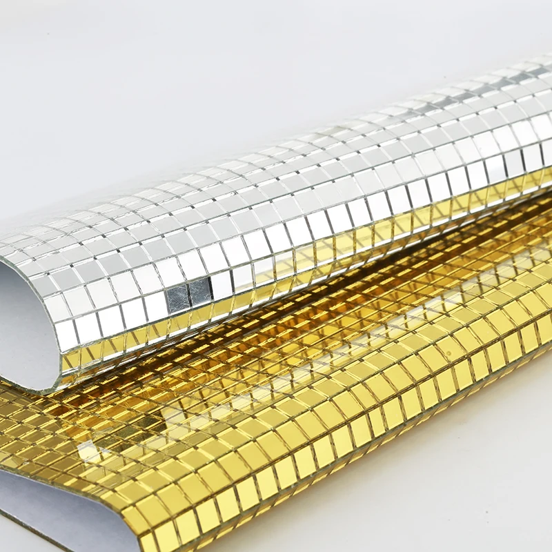 30x30cm Self-Adhesive Square Glass Mirrors Mosaic Tiles Sliver/Gold Glass Mirror Wall Sticker For DIY Handmade Home Decoration glass mosaic tiles diy mosaic supplies mirror mosaic tiles