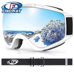 Findway Ski Goggles Anti-UV, OTG Design & Anti-Fog Snow Goggles 100% UV400 Protection OTG Design for Men or Women(Adult Youth)