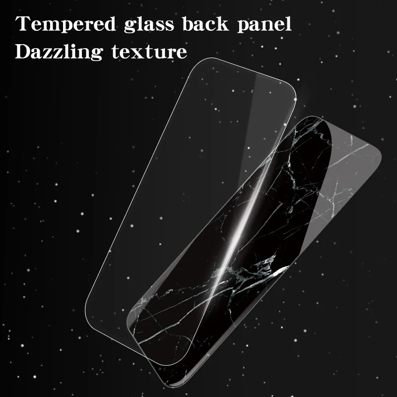 Marble Grain Tempered Glass Hard Back Cover with Silicone Bumper