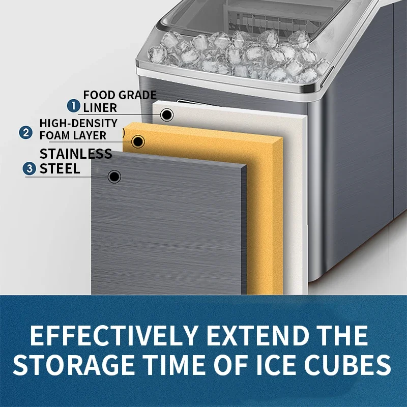 25kg/24h Automatic Electric Quick Ice Maker Commercial Household Milk Tea Shop Bar Desktop Portable Ice Cube Making 5