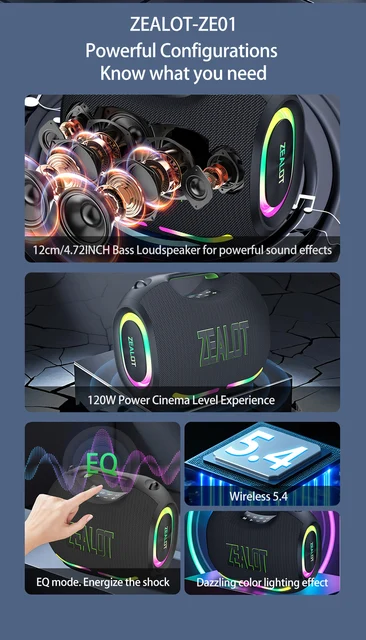 ZEALOT-ZE01 120W ワイヤレススピーカー S46139d1baa744f0ab5c949b54fc72