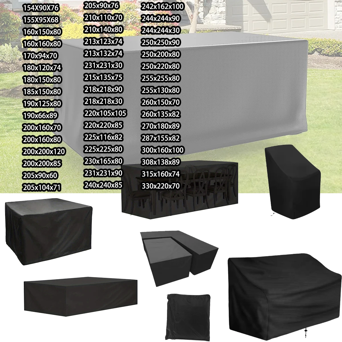 Outdoor Furniture Cover 320 Sizes Common Sizes Anti UV Patio Garden Chair Dustproof Table Protector Heavy Duty 2