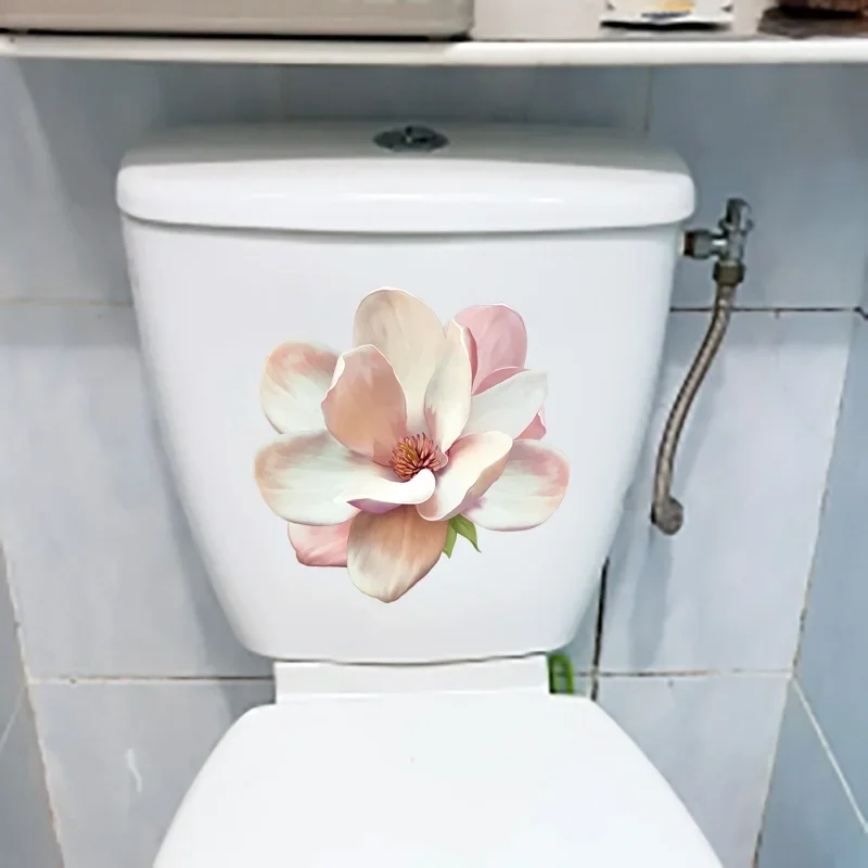 Pink Rose Romance Toilet Sticker Bathroom Toilet Cover Sticker Wall Stickers Wc for Home Decoration Restroom Decor