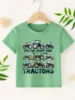 Summer Tractor Print Pattern Boys Girls Short Sleeved Children's T-shirt Round Neck Breathable Comfortable Casual T-shirt 6