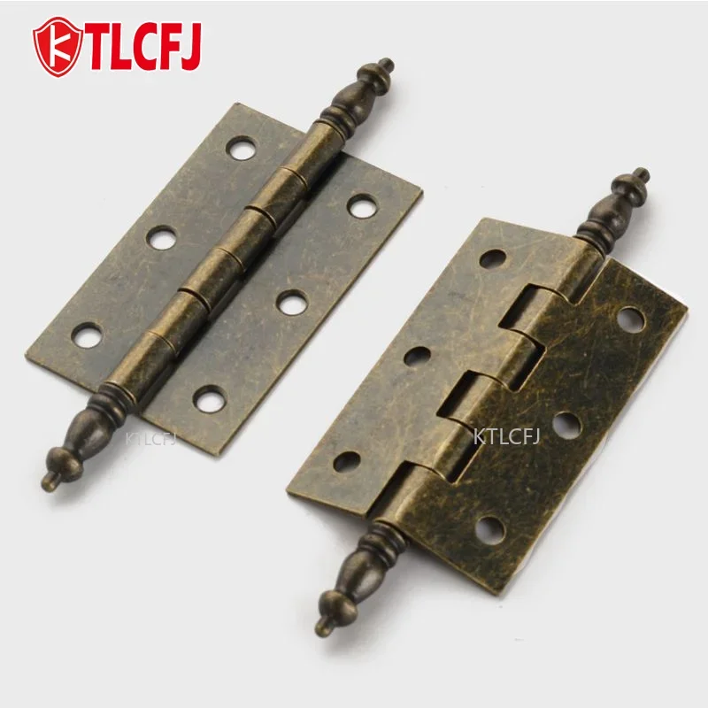Cabinet Hinges 2 PCS Antique Bronze Retro 6 Holes for Wooden Jewelry Box