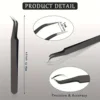 1/9 Pieces Curved Tip Eyelash Extension Tweezers, Stainless Steel Curved Tip Tweezers Pointed Tip Tweezers with Protective 6