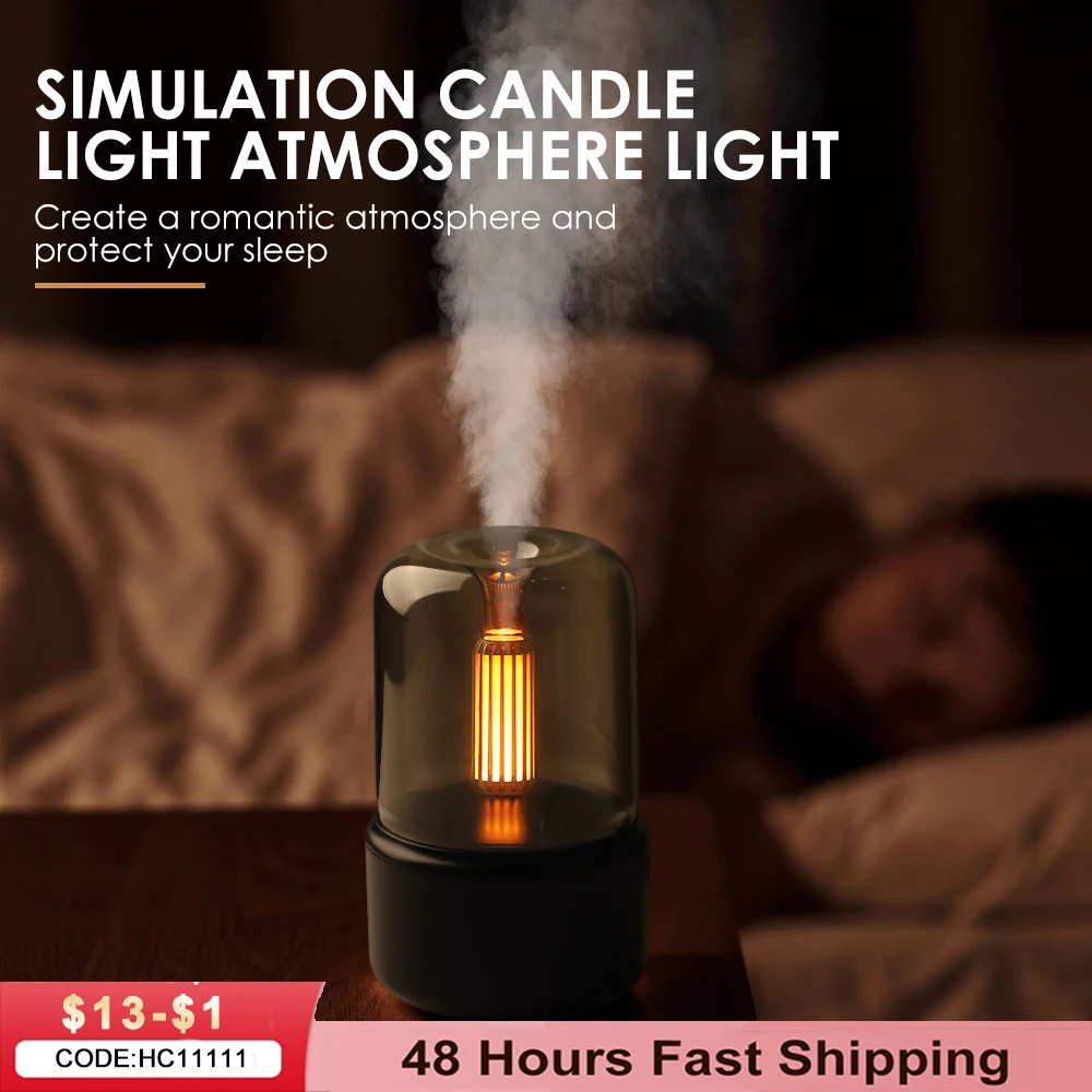 Retro Candle Aroma Diffuser Essential Oil Lamp 130ml Usb Portable Air