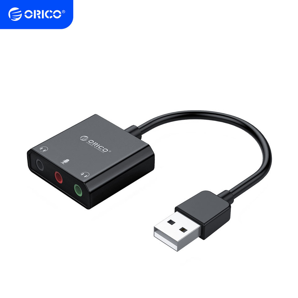 ORICO Sound Card External USB Interface 3.5mm Stereo Microphone Audio Volume Adjustment Free Drive Adapter for Laptop PS4 Headse