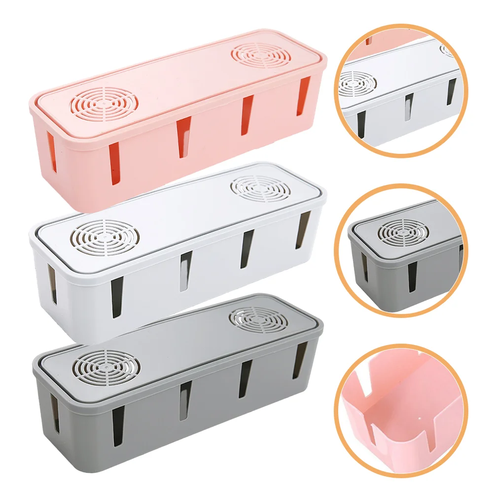 

3 Pcs Wire Cable Management Box Organizer Cord Storage Organizers Power Board Computer Boxes for Cables Office