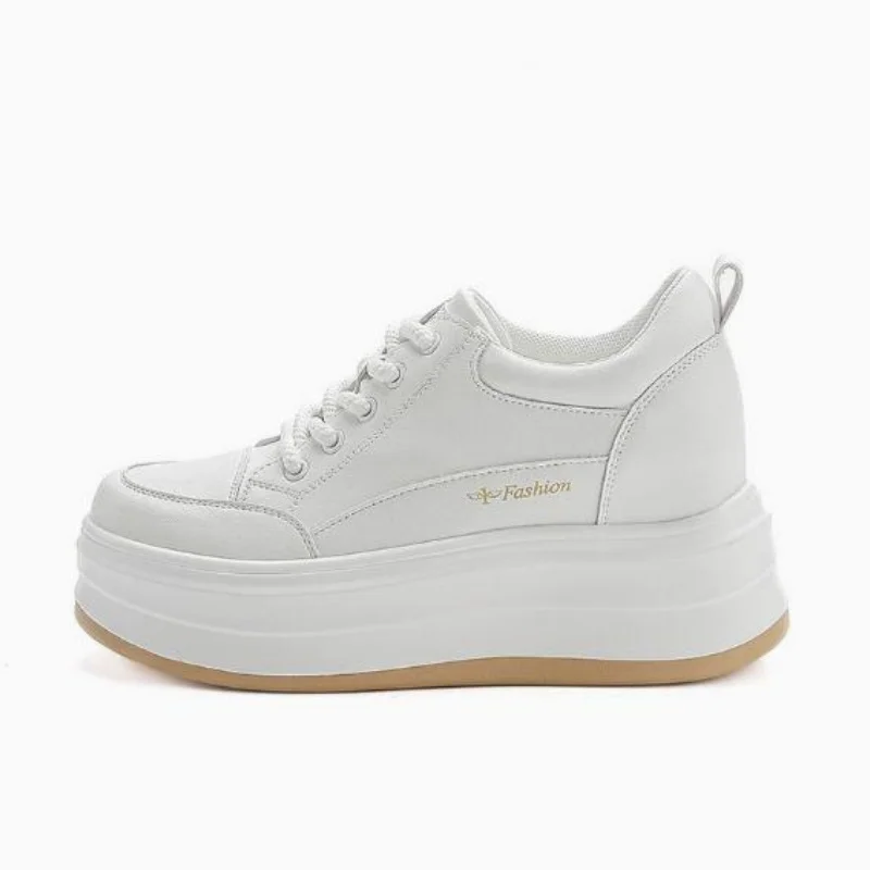 8cm 가죽 Vulcanize 여름 하이 브랜드 Comfy Chunky Sneaker Loafer 봄 가을 플랫폼 Vulcanize 여성 신발 34-39