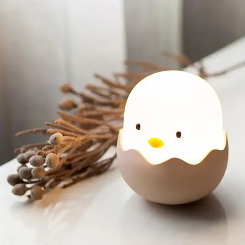 

Led Children Touch Night Light Soft Silicone USB Rechargeable Bedroom Decor Gift Animal Egg Shell Chick Bedside Lamp