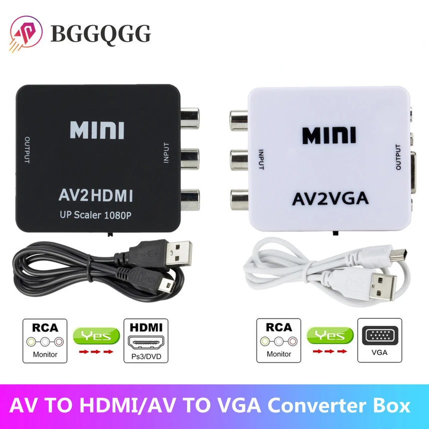 VGA to AV Converter Mini RCA To VGA Converter HDMI-Compatible To RCA AV TO HDMI-Compatible Conversor Video Converter for PC TV Computer TV