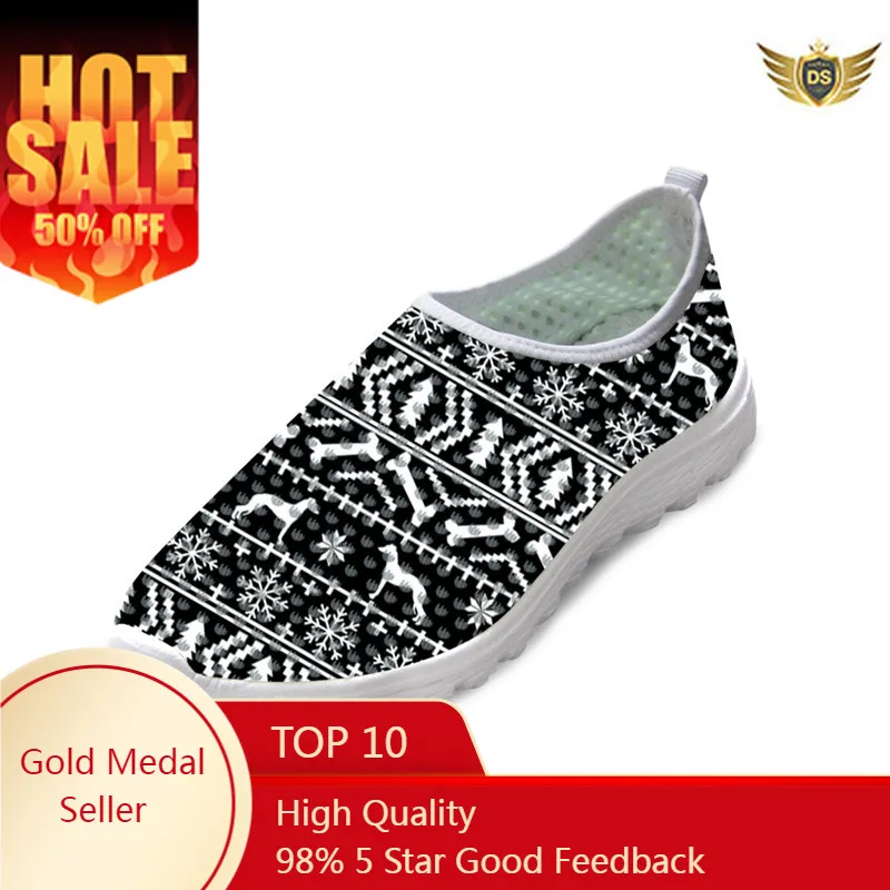 Schoenen vrouw Greyhound silhouette christmas ruby pattern printed Mesh breathable surface shoes Men women shoes sneakers