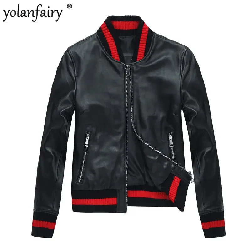 

Natural Sheepskin Coat Women Genuine Leather Jacket Femme Short Slim Baseball Uniform Real Clothing Female Outwear FCY