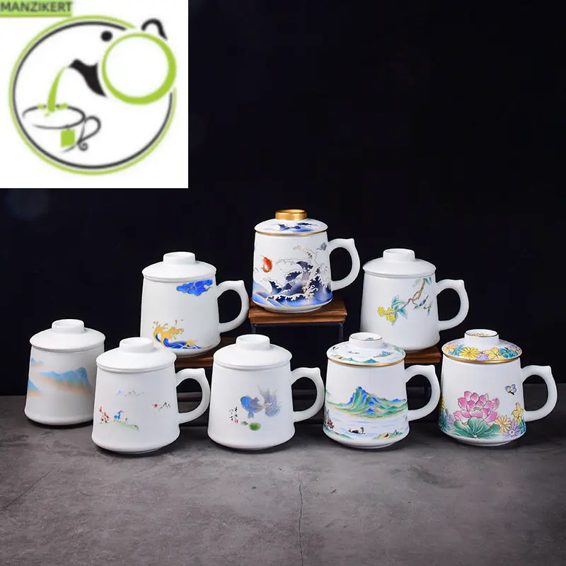 

Ceramic Whiteware Tea Cup Ceramic Tea Separation Sheep Fat Jade Belt Filter Office Cup Tea Cup Ceramic Teacups Tea set shop