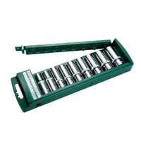 Hex Socket Wrench Head Set For Ratchet 1/4 3/8 1/2 Short Long Socket Deep Nut Driver Sleeve Spanner End Ratchet Tool With Holder 1