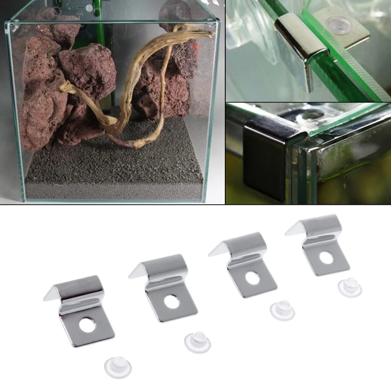 

4Pcs Stainless Steel Aquarium Glass Cover Support Fish for Tank Lid Holder Clips