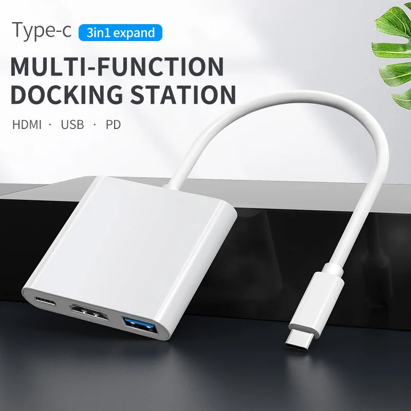 USB C to HDMI Multiport Adapter,3-in-1 Type-C Hub with Thunderbolt