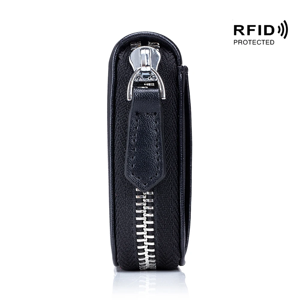 Ms Japanese zero wallet brush leather rfid security men receive zip coin classification change purse