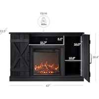 47" TV Stand with 18" Electric Fireplace Heater & Media Entertainment Center Console Table for TV up to 50" with Open St 2