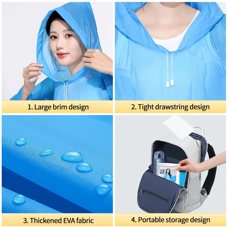 Transparent Windproof Bicycle Motorcycle Raincoat Woman Rain Poncho Impermeable EVA Hiking Raincoats Man Children Adult raincoat poncho