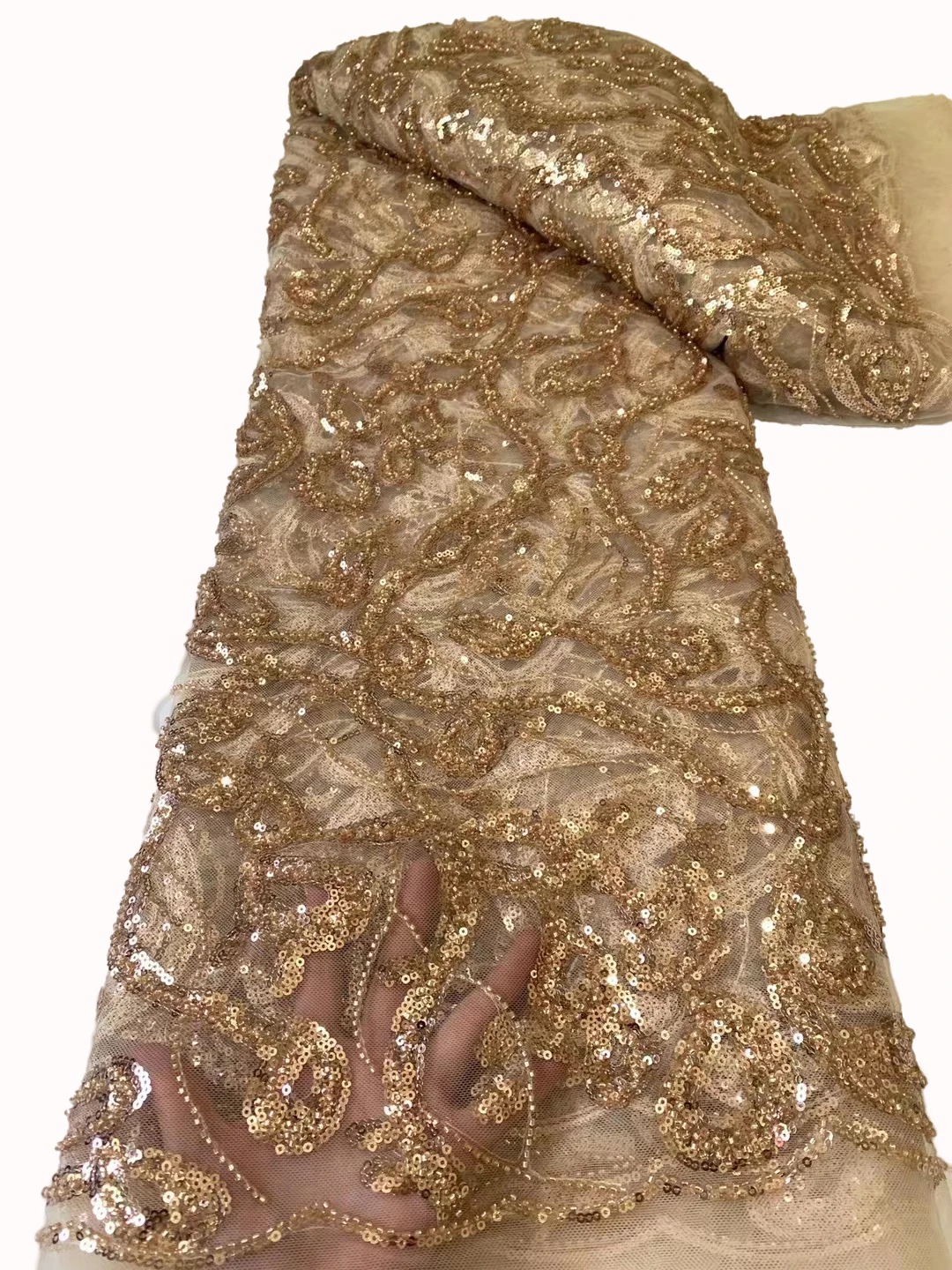 

Новейшая африканская кружевная Тюлевая ткань, нигерийская Роскошная ткань с бисером и блестками, модное роскошное свадебвечерние вечернее швейное платье/5 ярдов