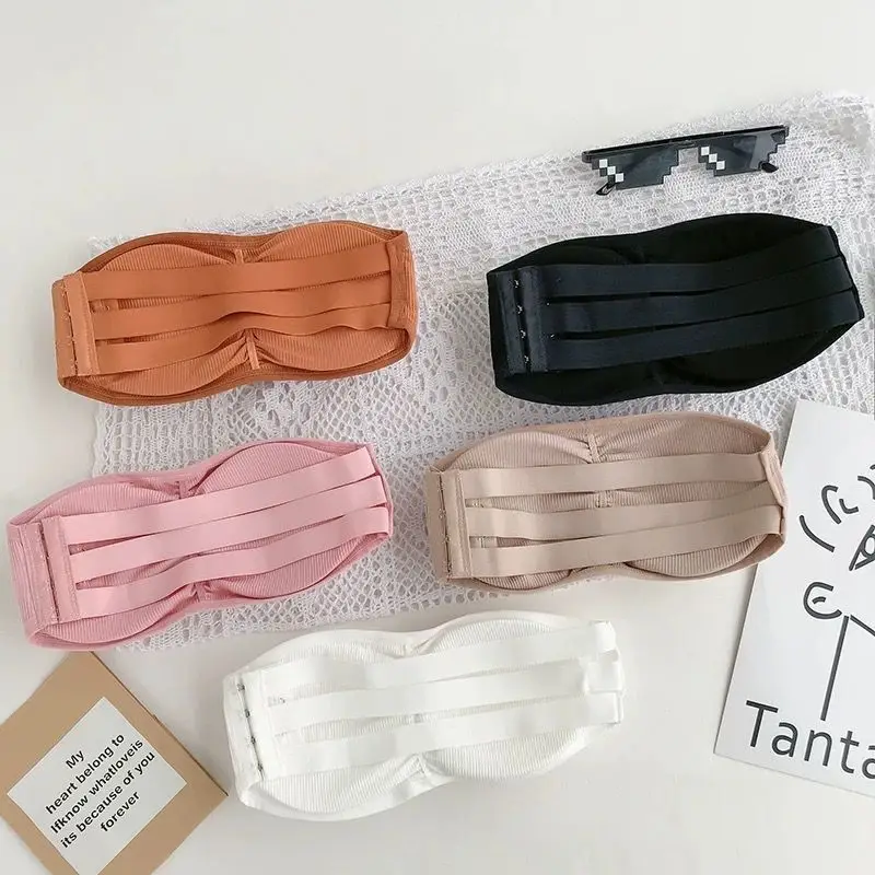 New Seamless Women Tube Tops Strapless Sexy Bra Crop Top Back Closure Bandeau Top Underwear Female Strapless Bra Wrap