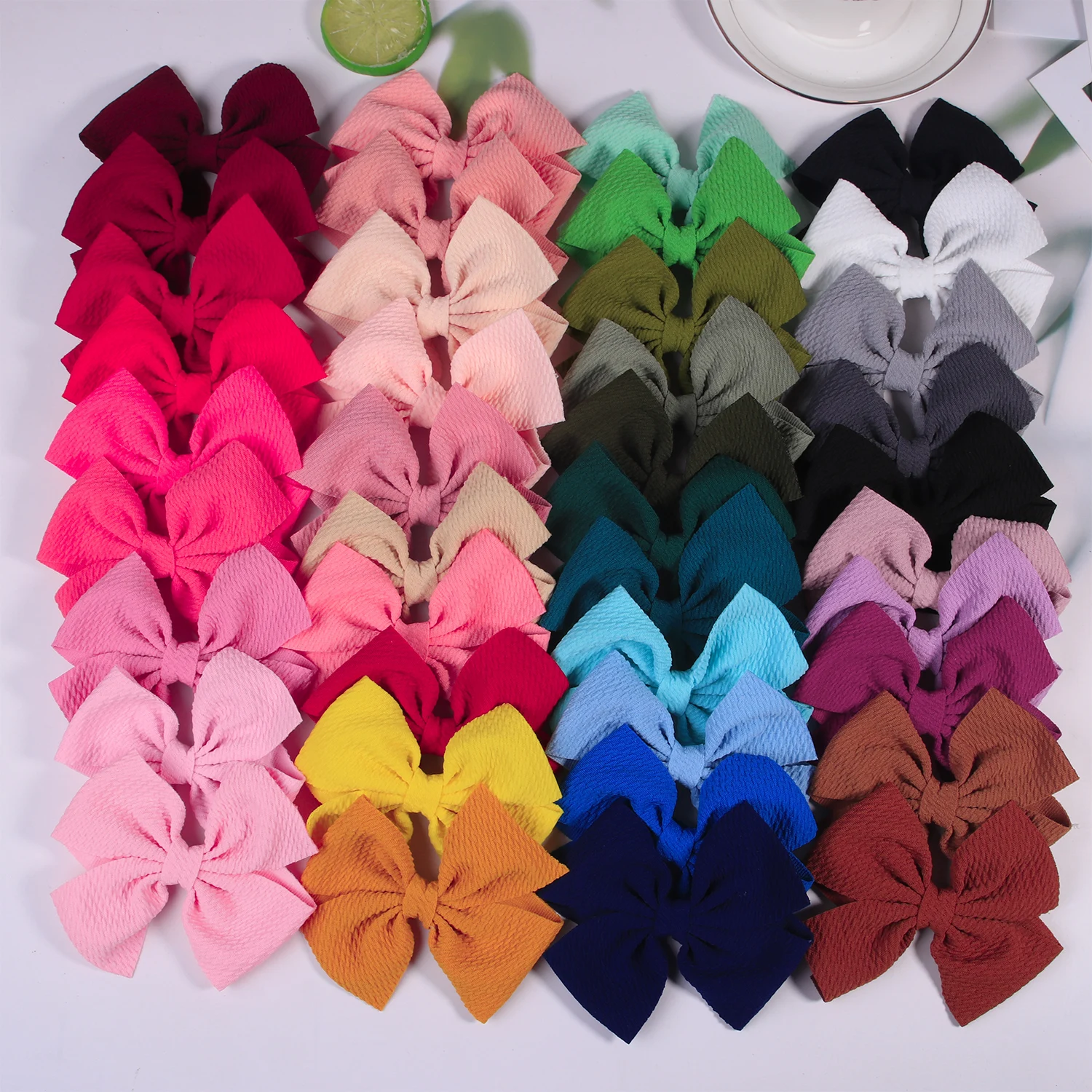 5pcs Fabric Hair Bows Hair Clips For Baby Girls
