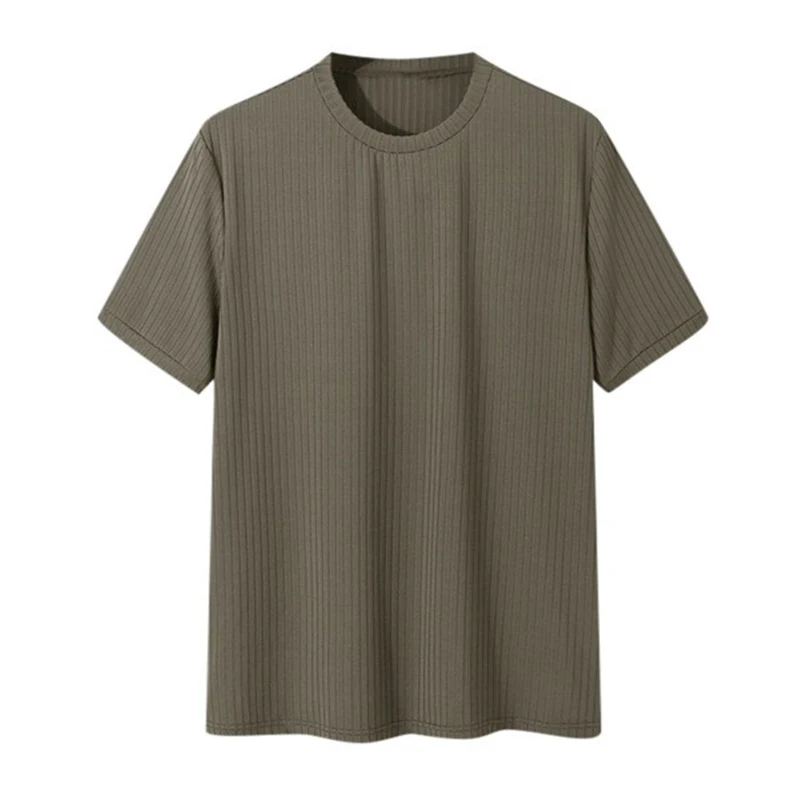 รูปสินค้า เสื้อแขนยาว O-Neck ผู้ชาย ดีไซน์ Draped สีทึบ ใส่สบายสไตล์เรียบง่าย