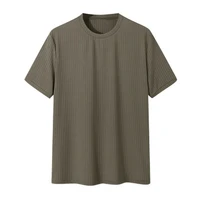 Vêtements d'été pour hommes, t-shirt de luxe léger, loisirs, manches longues, col rond, drapé, couleur unie, chemise ample, basique, tricot populaire 6
