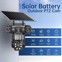 Caméra IP 15MP WiFi PTZ trois caméras extérieure sans fil solaire 20000Mah batterie intégrée caméra de Surveillance vidéo longue durée de veille 6