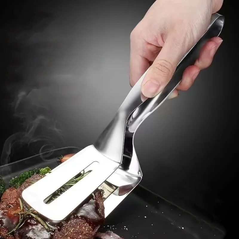 

1pc Silvery Stainless Steel Steak Clip Pancake Fried Fish Roast Meat Clip Barbecue Pliers Bread Clip Household Kitchen Tools