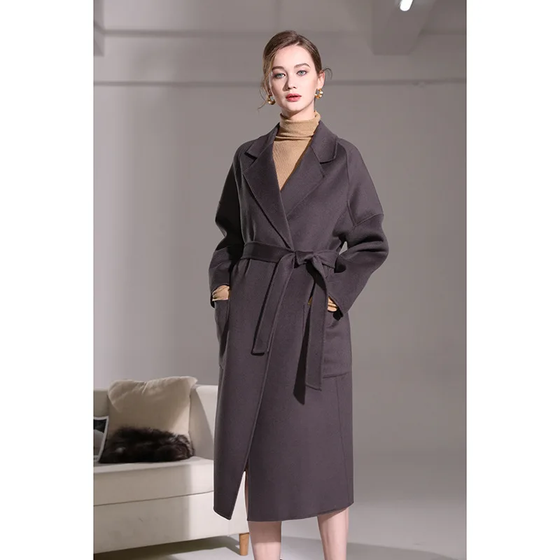 

Double-sided cashmere coat female autumn and winter women's coat fashion long senior sense high-end new wool coat