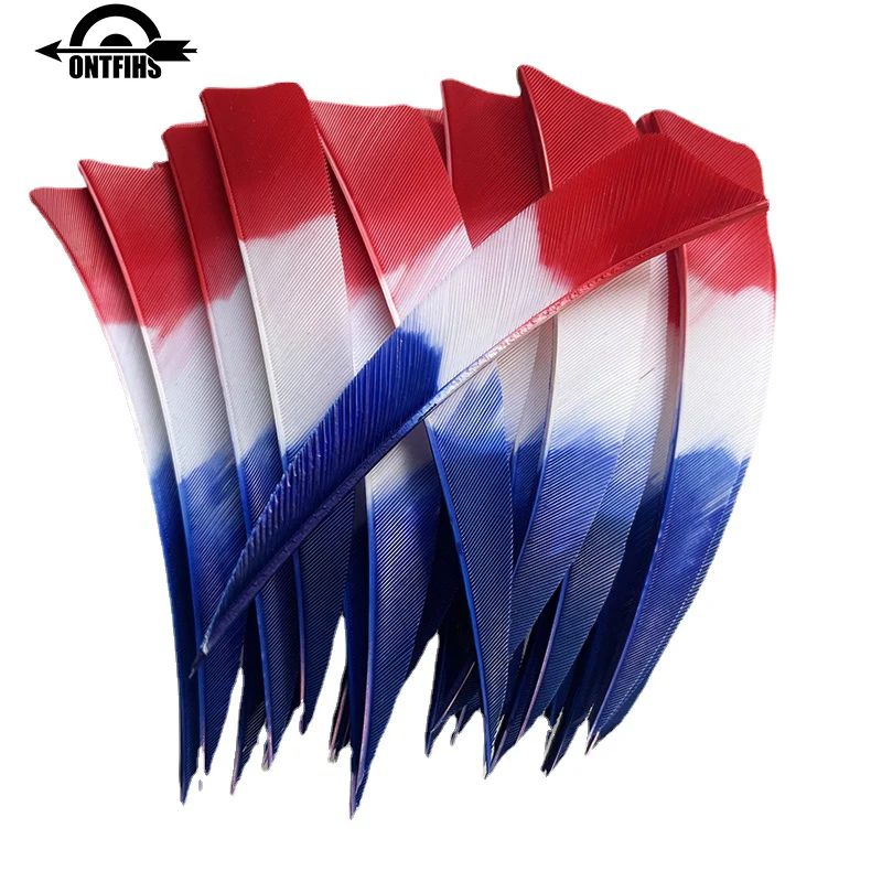 

36Pcs 4Inch Shield Cut Arrows Fletches Red White Blue Gradient Natural Turkey Feather Archery DIY Accessories