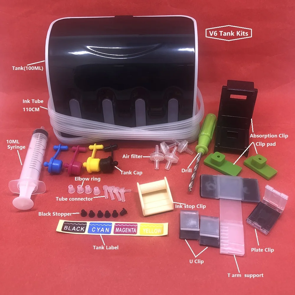 Yotat Kit Ciss Fai Da Te Per Hp 21 22 27 28 56 57 Per Canon Pg-37 Cl-38 Pg-40 Cl-41 Pg-50 Cl-51 Pixma Mp160 Mp140 Mp210 Mp220 Mx300