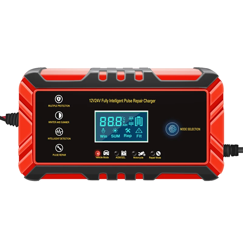 OBDIICAT-C24 Car Battery Charger 24V 12V Full Automatic Car Battery Charger Pulse Repair LCD Display AGM Deep Cycle GEL LeadAcid