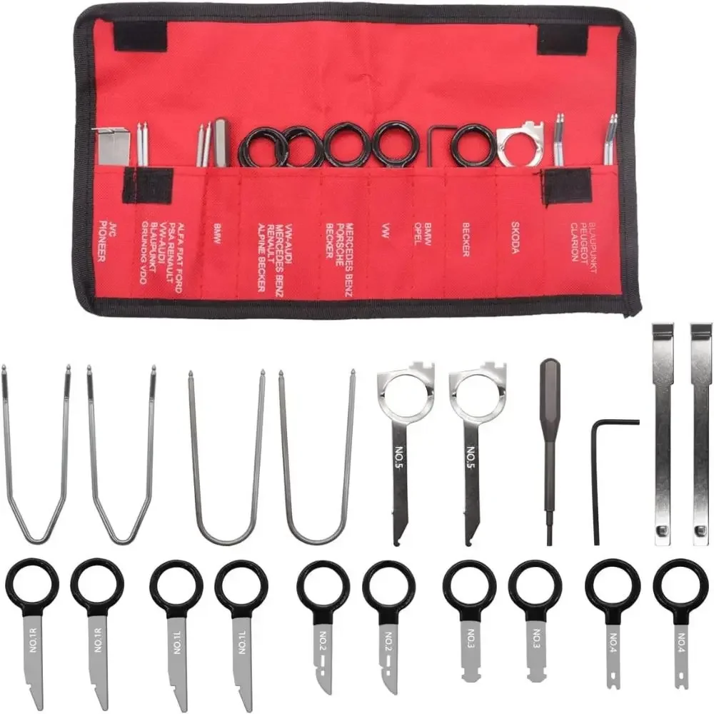 For Truck 20PCS Stainless Steel Radio Removal Tool Key Red Blue Radio Removal Tool Car Radio Removal Tool