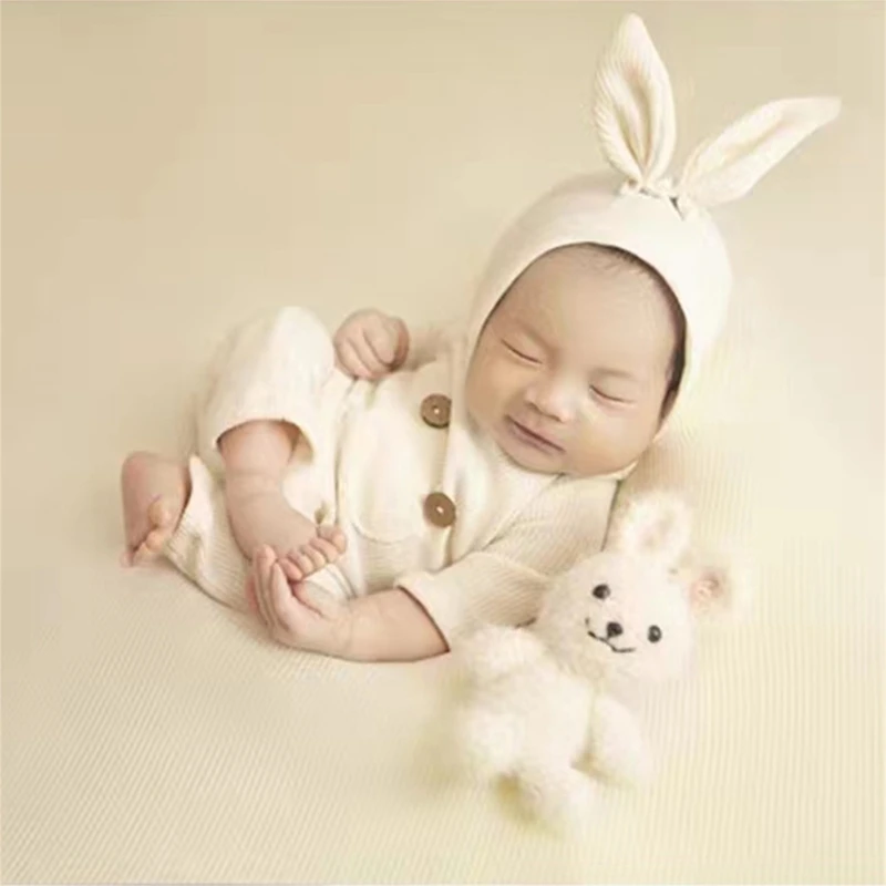 

Newborn Photography Props Newborn Boy Girl Romper Hat set Baby Romper