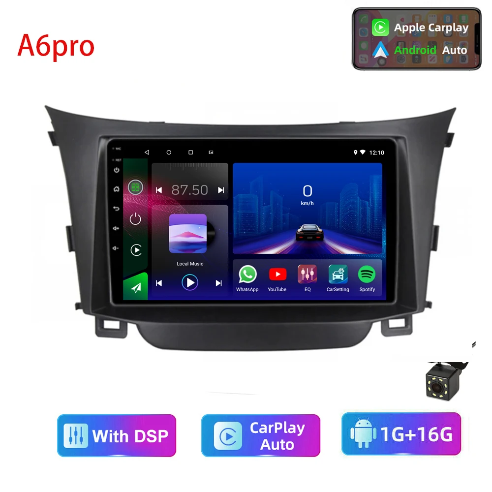 car screen video player HD multimedia 9 inch car stereo radio android GPS player with carplay/auto 4G AM/RDS/DSP for Hyundai I30 Elantra GT 2012-16 car media player with bluetooth Car Multimedia Players