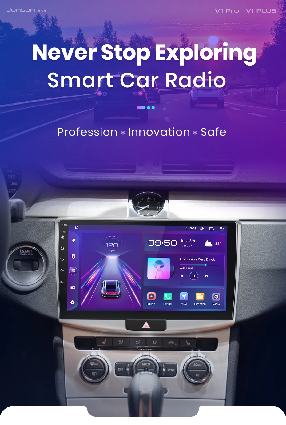 S93b18a5c4fb341479adf6886197ac790F Junsun V1Plus 8+256GB Android 12 Car intelligent systems For Passat B7 B6 CC 2010-2015 AI Voice Control Navigation GPS Carplay