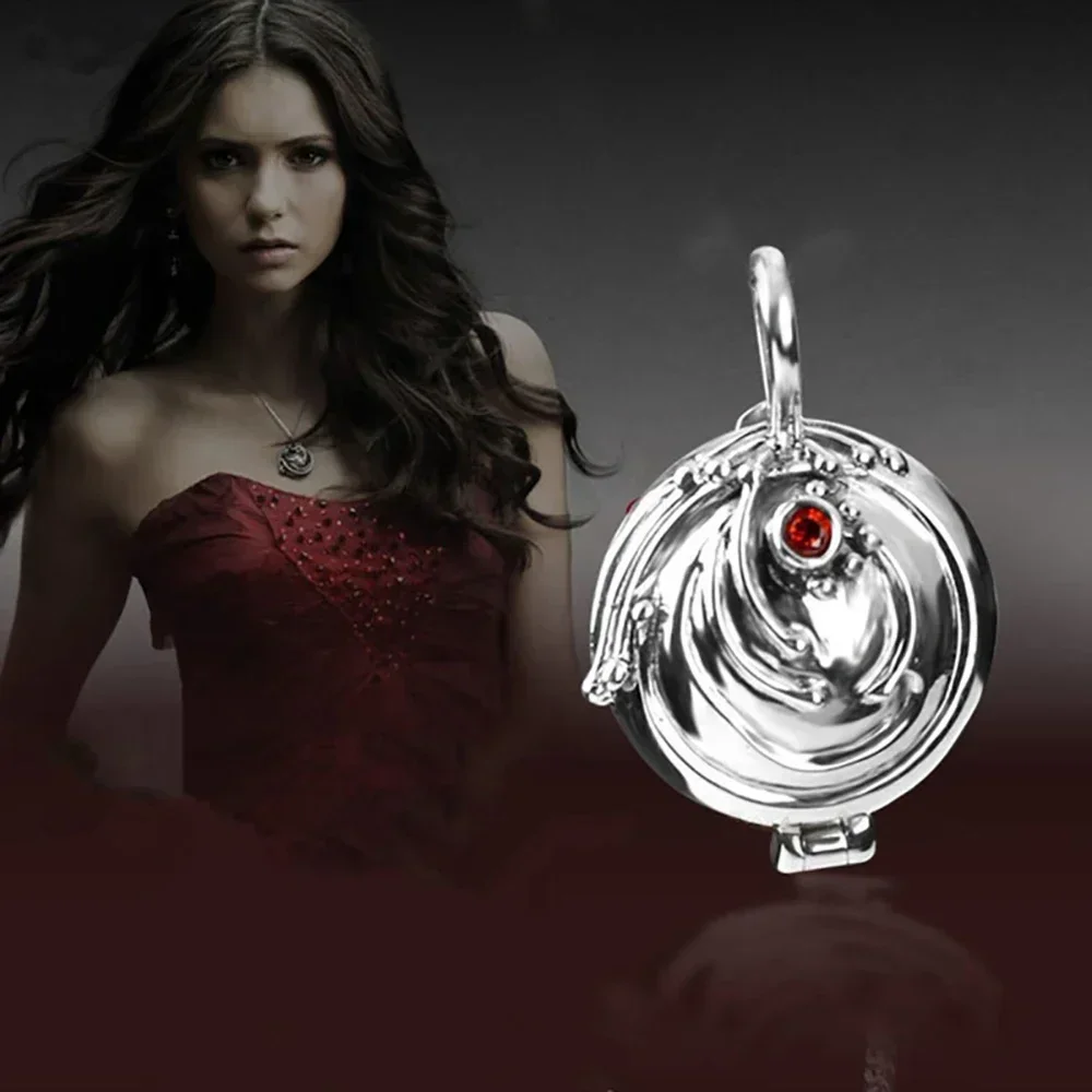 925 Sterling Silver Verbena Elena Necklace Pendant Jewelry Retro Setting Zircon Gemstone Girlfriend Gift