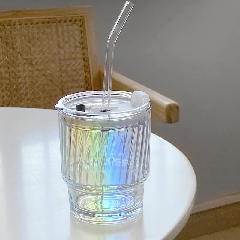 

Reusable Drinking Water Glasses with Straw Creative Letter Glass Cup Coffee Mug Juice Milk Drinking Cup Lemon Soda Water Cup